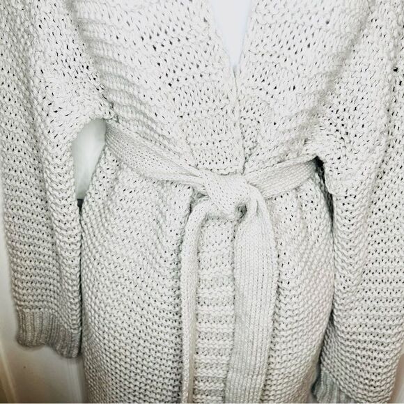 Miracle Relax More Grey Midi Cardigan Tie Chunky Knit M/L - Picture 8 of 13